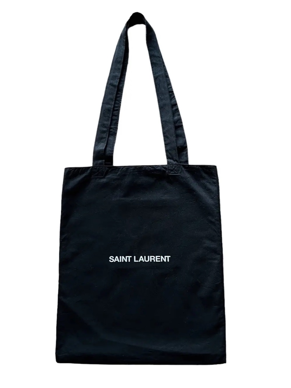 NEW Saint Laurent black canvas unisex logo tote bag